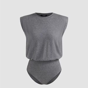 Grey round neck sleeveless bodysuit
